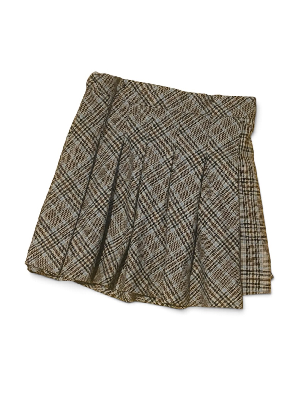 Zara Plaid Pleated Skirt in Brown and Cream kids 13-14